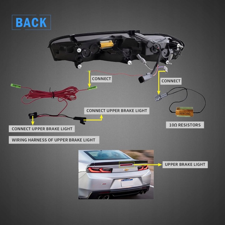 фото №8, Chevrolet camaro 2016- фара лампи зад led kpl vland затемнений +задній 6pin