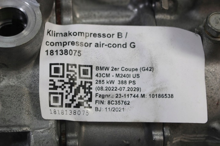 фото №9, Bmw 4 g23 насос кондиціонера 6994082 клімат компресор компресор denso 63at -