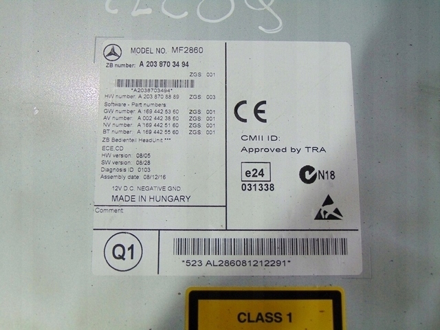 фото №3, Mercedes clc cl203 08-11 радіо радіопрогравач