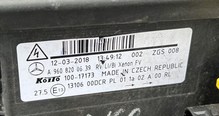 фото №9, Лампа левая перед mercedes actros mp4 ксенон a9608200639