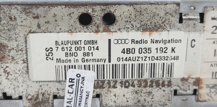 фото №5, Audi a6 c5 плита главная радио радио навигация навигация 4b0035192k з код