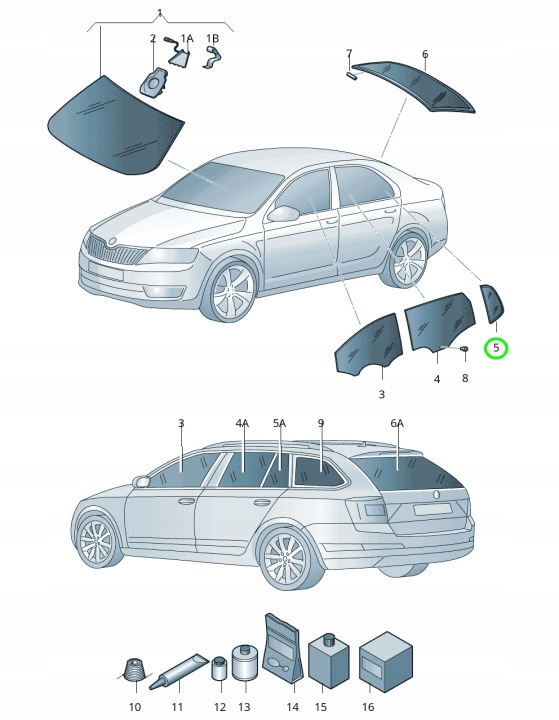 фото №9, Скло двері з молдинг skoda octavia iii зад праве oem номер 5e5845214ab 5ap