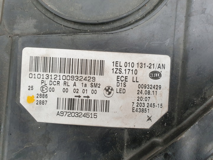 фото №11, Bmw 5 f10 f11 f 10 11 лампа передняя левая ксенон