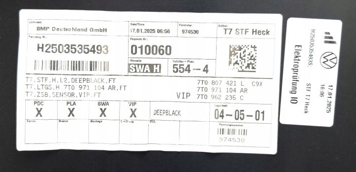фото №16, Задній бампер pdc асистент vw t7 multivan caravelle 7t 7t0807421l lc9x