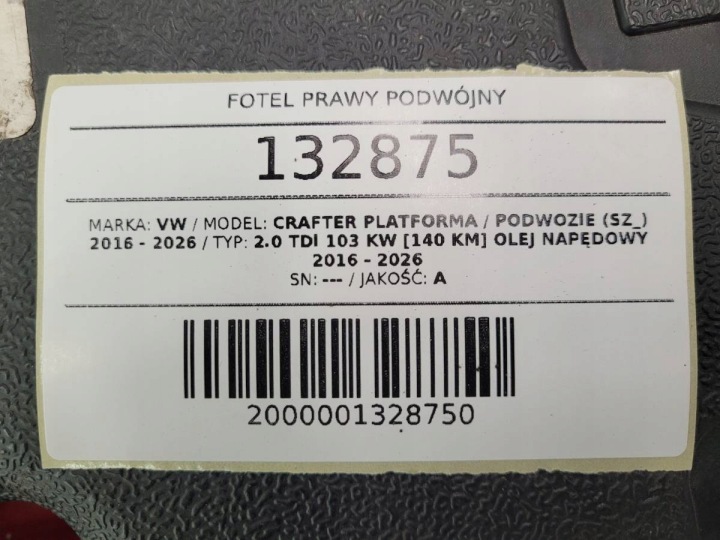 фото №11, Сидіння праве подвійний лавка диван vw crafter ii man tge eu