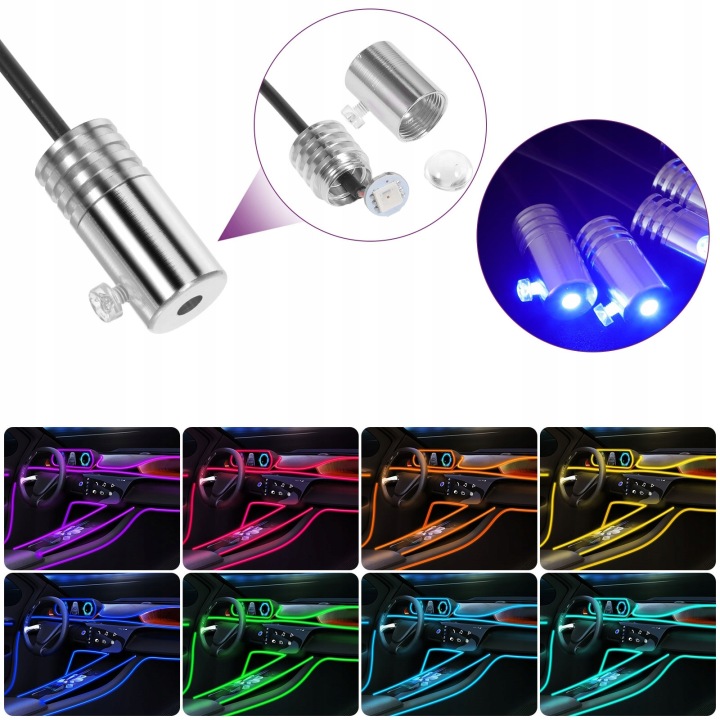 фото №11, 8m оптоволокно ambientowe led rgb do интерьера автомобиля