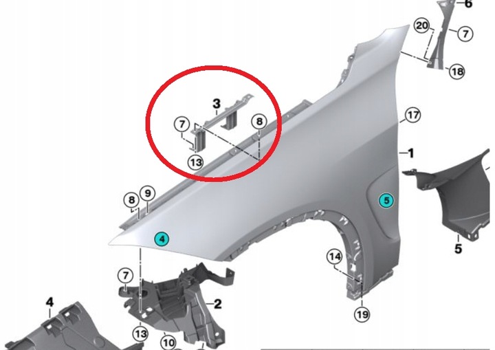 фото №16, Ползун крепление крыльев перед комплект bmw x5 f15 13-18 2013-2018r. 13-18r.