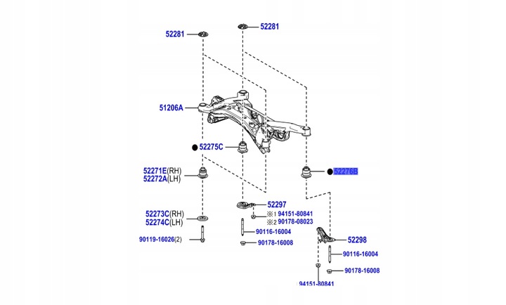 фото №1, Rav4 18-25 lexus nx 21- задняя втулка рама тележка подвешивание зад задняя левая