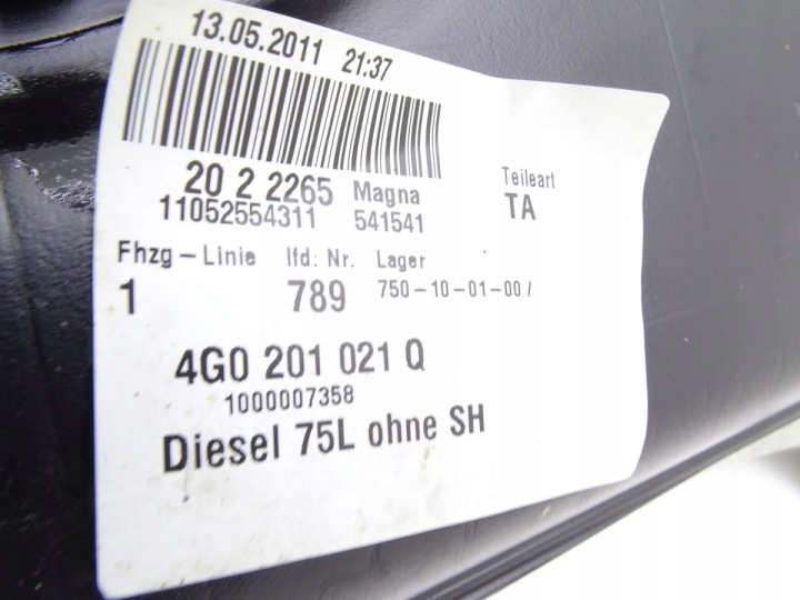 фото №8, Bak бак пального audi a6 c7 3.0 tdi sedan 4g0201021q