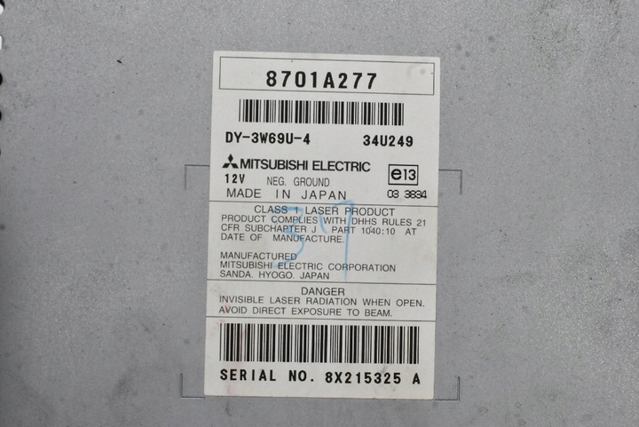 фото №6, Радио радиопроигрыватель 8701a277 cd mitsubishi lancer 8 viii 07-11