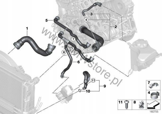 фото №12, Bmw e81 e82 e87 2.0 d n47 трубка  резиновый труба шланг радиатор основний  4729914