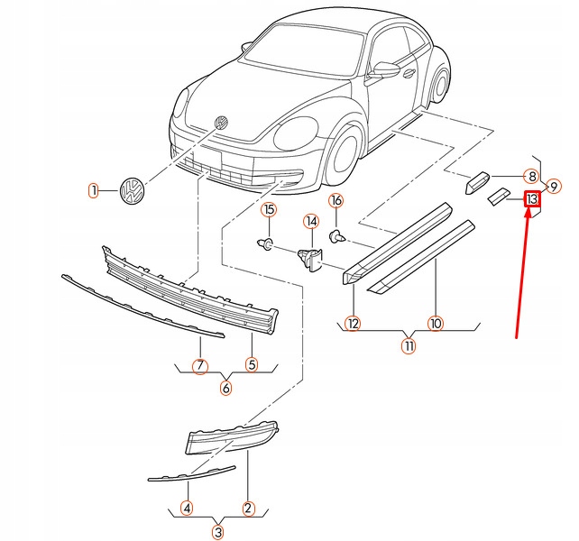 фото №6, New volkswagen beetle a5 rear правый хром полоса trim 5c5839380