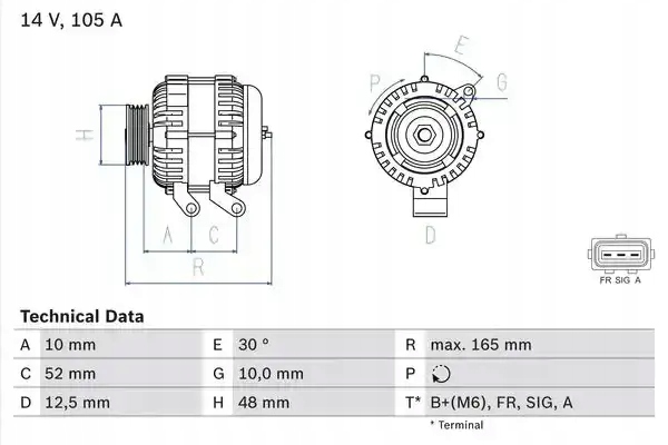 фото №1, Генератор 105a 986 080 440 bosch ford c-max