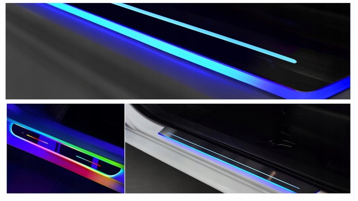 фото №3, Накладки порогові led сріблястий do bmw планка na поріг 2szt