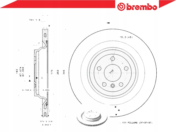 фото №2, Комплект диск гальмівних [brembo]