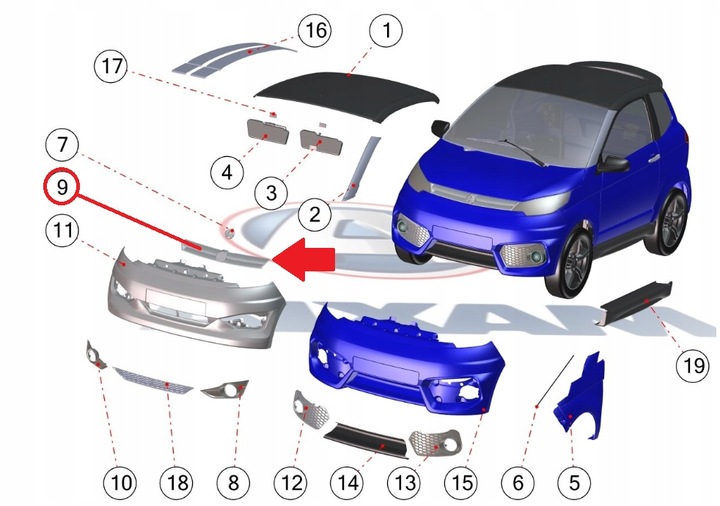 фото №2, Решётка радиатора капота aixam vision city чёрный mat оригинал
