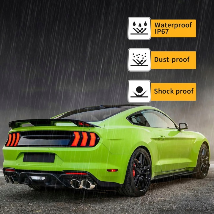 фото №12, Ford mustang 2015-23 фара лампи задні повний led vland затемнений поворотник жовтий