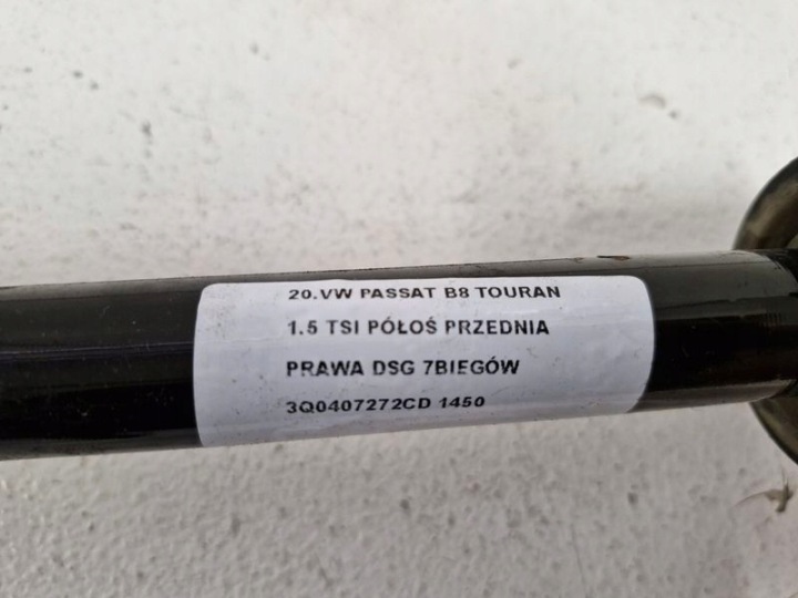 фото №6, Vw passat b8 touran 5t 1.5 tsi dsg 7b полуось права перед правая приводная
