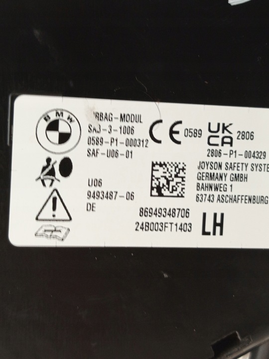 фото №7, Bmw u06 x1 u11 x2 u10 u25 подушка безопасности подушка сиденья левая перед 9493487