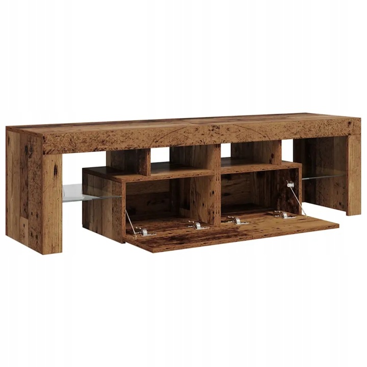 фото №10, Vidaxl szafka pod tv з освітлення led, stare дерево, 140x36,5x40 cm