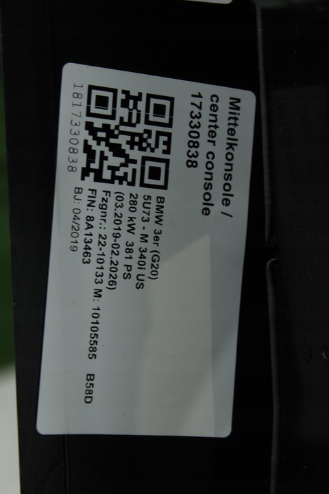 фото №5, Тунель середній підлокітник чорний bmw g20 g21