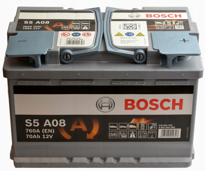 фото №2, Bosch старт-стоп s5a08 12v 70ah 760a agm