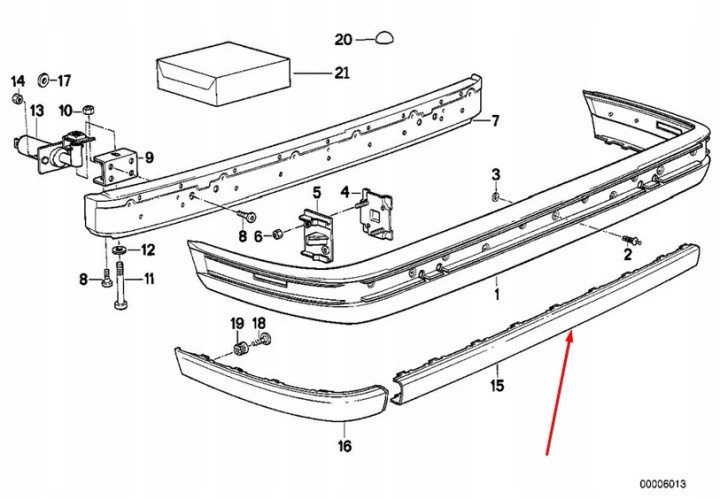 фото №12, Bmw 3 e30 rear бампер центральний molding trim 51121945926 1945926 1990 oem