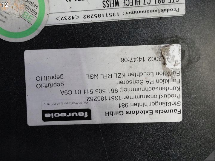 фото №13, Porsche cayman 981 12-16 звичайний базовий бампер бампер зад 98150541104