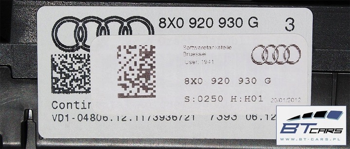 фото №7, Audi a1 манометр спідометр  прилади бензин 8x0920930g 8x0 920 930 g дисплей w