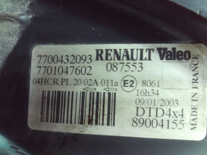 фото №7, Renault scenic i рестайлинг фара правое передний