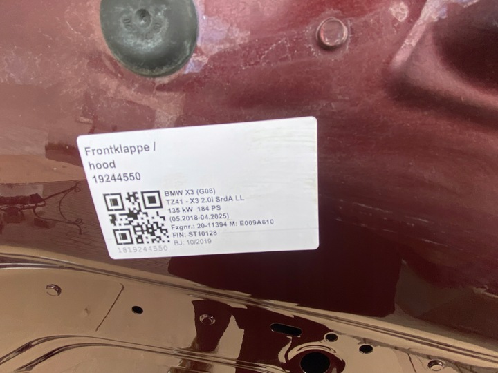 фото №10, Капот кришка двигуна bmw x3 x4 g01 g02 ix3 g08 c3c