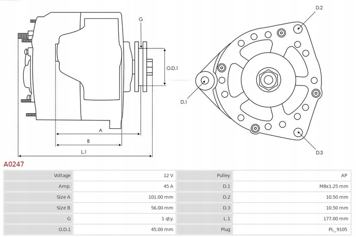 фото №4, Генератор vw golf 2 1.6d as-pl a0247