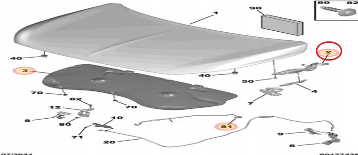 фото №15, Петля кришки двигуна сторона ліва citroen, peugeot, opel 9823211680