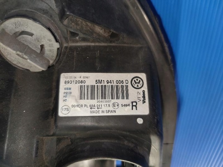 фото №14, Volkswagen vw golf v plus 5m1941006d лампа передня перед права