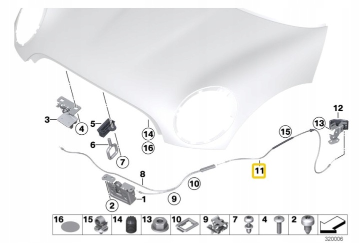 MINI R55 R56 R57 R58 R59 CÂBLE OUVERTURE CAPOTS 7148865 OE 7148865