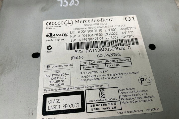 фото №11, Радіо з навігація mercedes-benz c w204 a2049009410 2.14l дизель 120kw