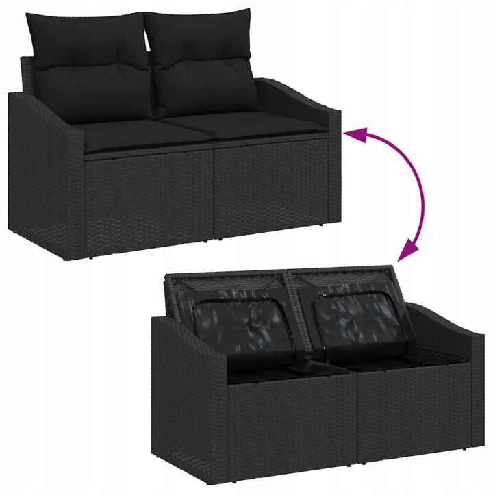 фото №9, Vidaxl комплект sof з подушка з przechowywaniem 7 pcs чёрный polirattan