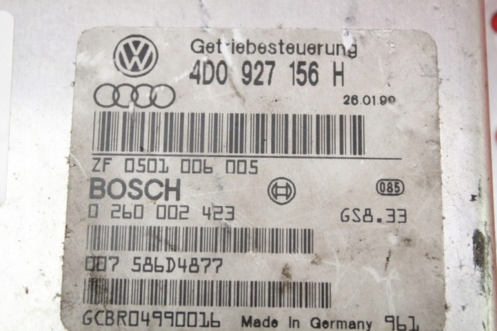 фото №8, Блок керування коробки 4d0927156h 0260002423 audi a8 d2 2.8 v6 174 km 94-99