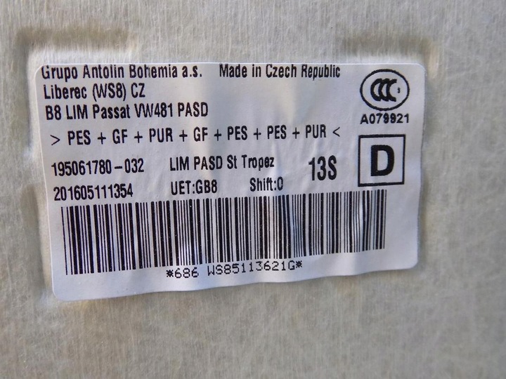 фото №6, Vw passat b8 sedan потолок 3g5867501j