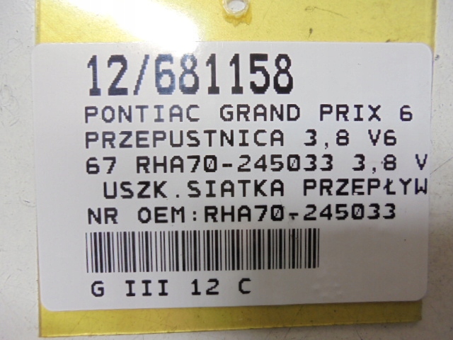 фото №11, Pontiac grand prix 6 дроссельная заслонка 3,8 v6 l67