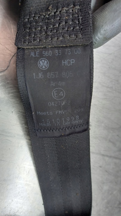 фото №5, Pas безопасности левый зад volkswagen golf iv 1.6b 99r 1j6857805