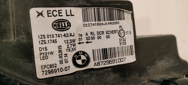 фото №9, Bmw f20 f21 лампа права ліва комплект bi ксенон поворотний 7296910 7229679 eu
