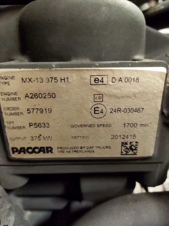 фото №6, Двигатель комплектный mx-13 375 h1 daf 106 низкий пробег