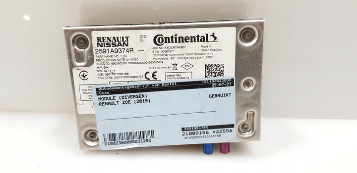 фото №1, Renault zoe модуль блок керування 2591a9374r