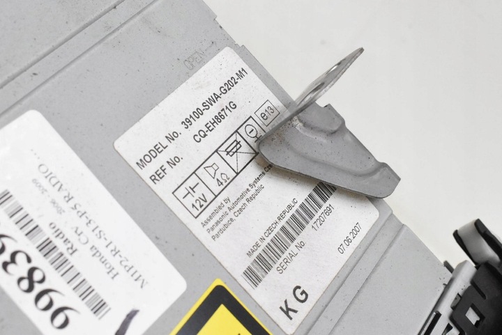 фото №6, Радио радиопроигрыватель 39100-swa-g202-m cd aux mp3 rds honda crv 3 iii 06-09