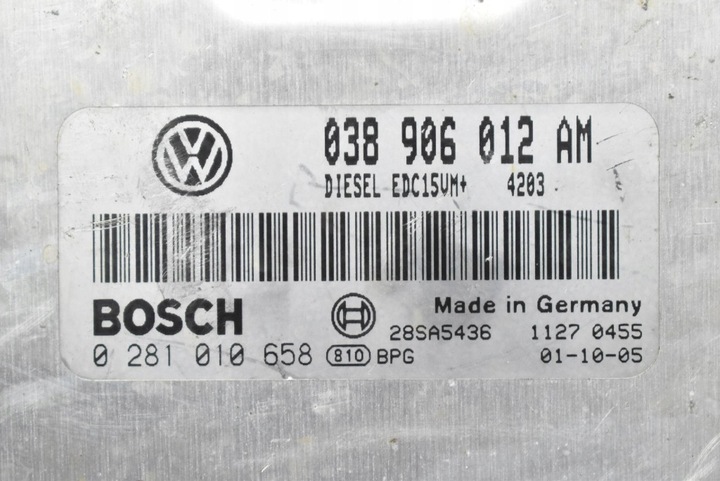 фото №7, Блок управления двигателя 038906012am 0281010658 vw polo 4 iv 9n 1.9 sdi 64 km