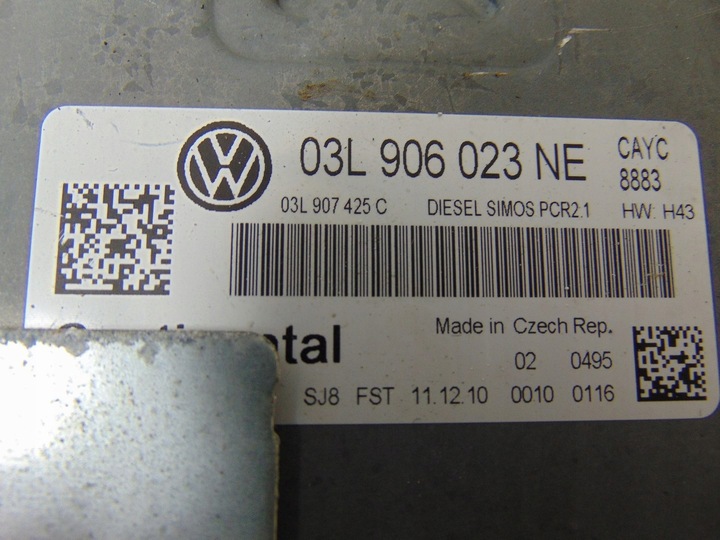 фото №6, Комп'ютер блок керування двигуна vw touran 2010- 1.6 tdi