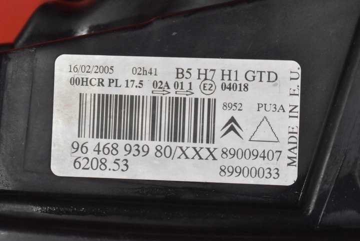 фото №10, Фара лівий лампа перед eu 9646893980 citroen c4 c 4 1 i 04-08