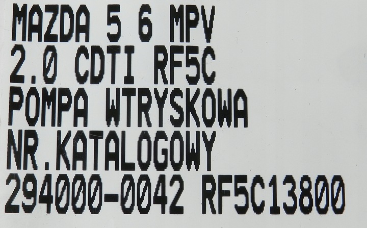 фото №6, Насос вприскувальний denso mazda 5 6 2.0d citd rf5c-13800 294000-0042