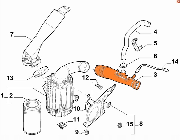 фото №1, Шланг воздуховод воздуха fiat bravo ii 1.4 tjet 2010- 140 km